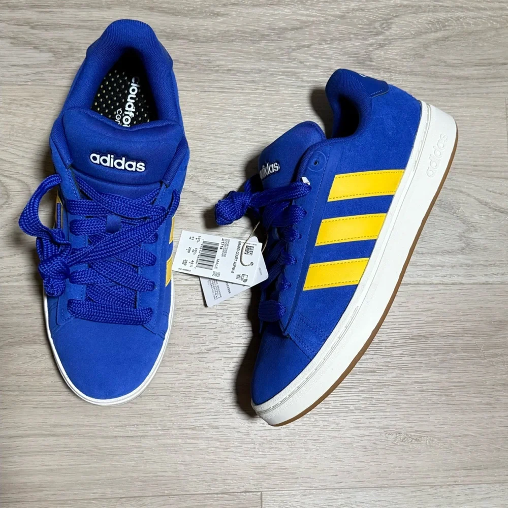 Adidas Blue Sneakers with Yellow Accents